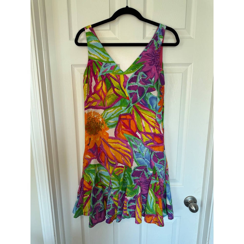 Lauren Ralph Lauren Petite Floral V-Neck Drop Waist Pleated Dress Multicolor 2P